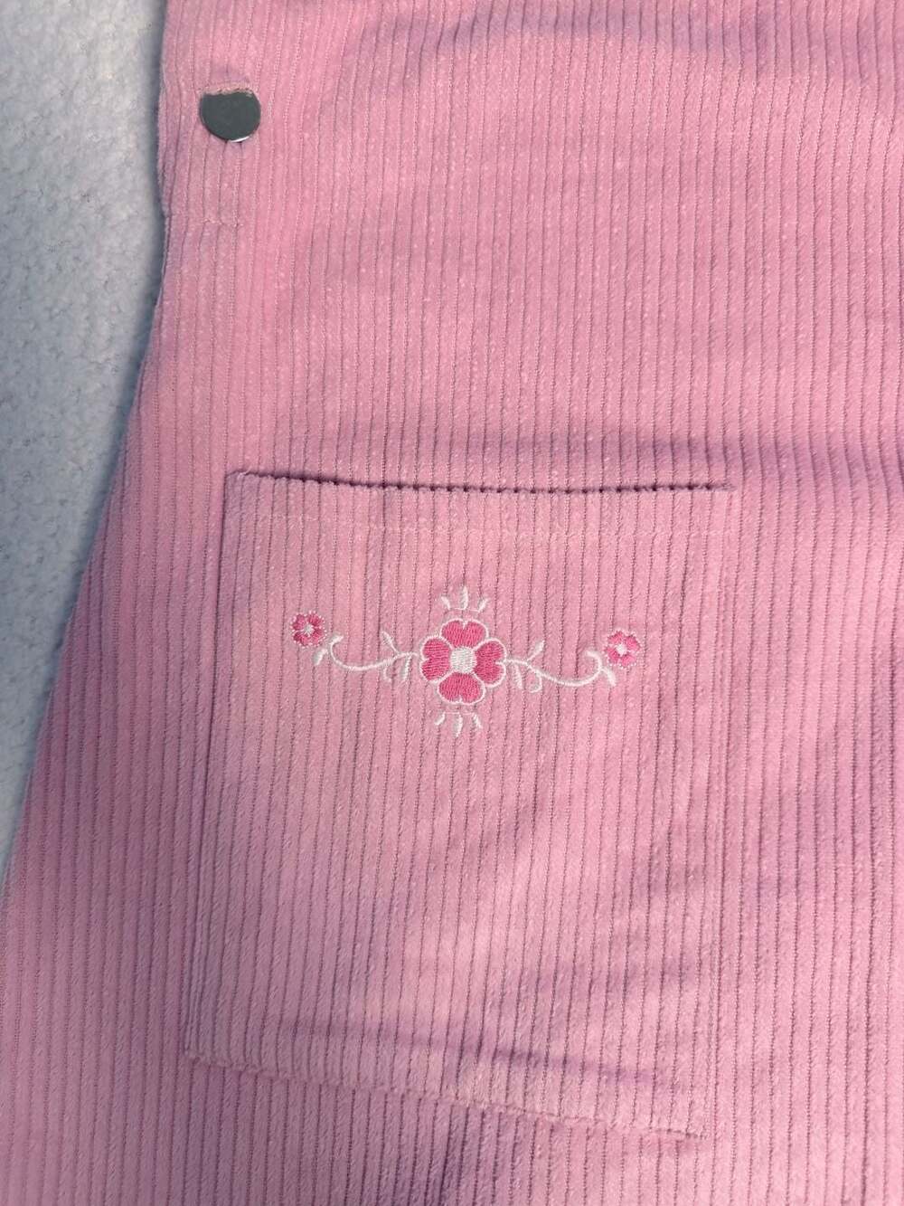 Sugar Thrillz Petal Pusher Pink Corduroy Floral Pinafore Dress Size L NWT - Picture 2 of 8